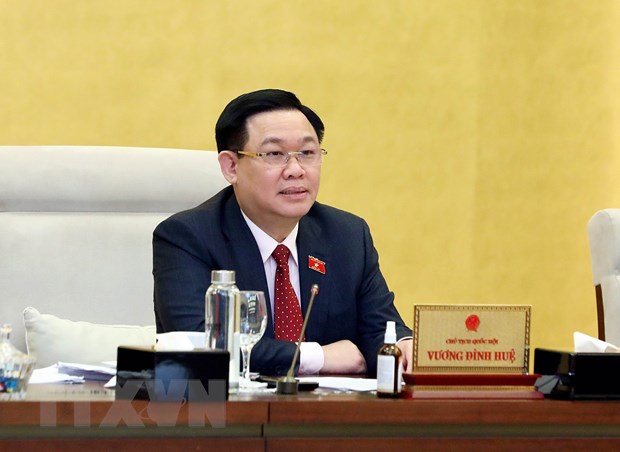 Chủ tịch Quốc hội Vương Đình Huệ phát biểu. (Ảnh: Phạm Kiên/TTXVN)