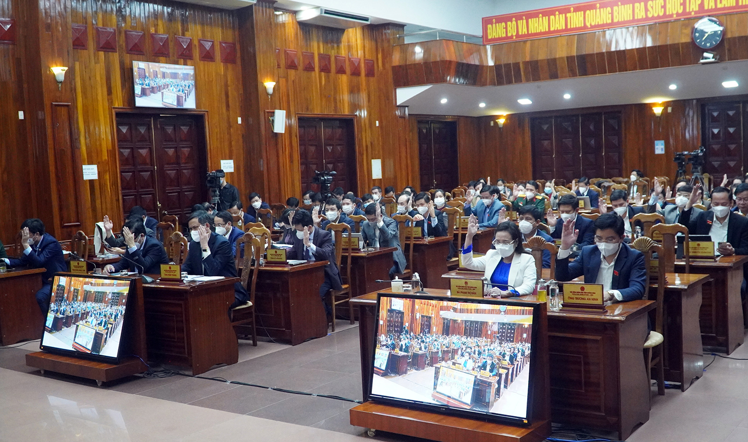 Đại biểu biểu quyết thông qua các nghị quyết
