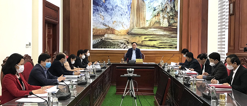 Đồng chí Phó Bí thư Thường trực Tỉnh ủy Trần Hải Châu phát biểu kết luận buổi làm việc.