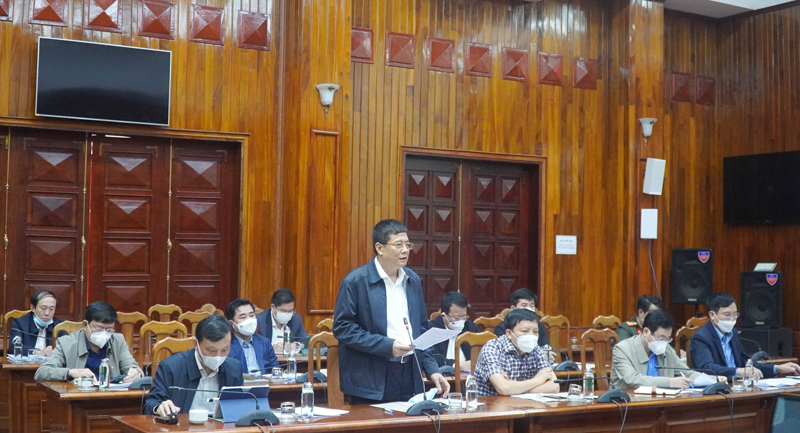 Lãnh đạo Sở Công thương phát biểu về các hoạt động sản xuất, kinh doanh trên môi trường mạng.