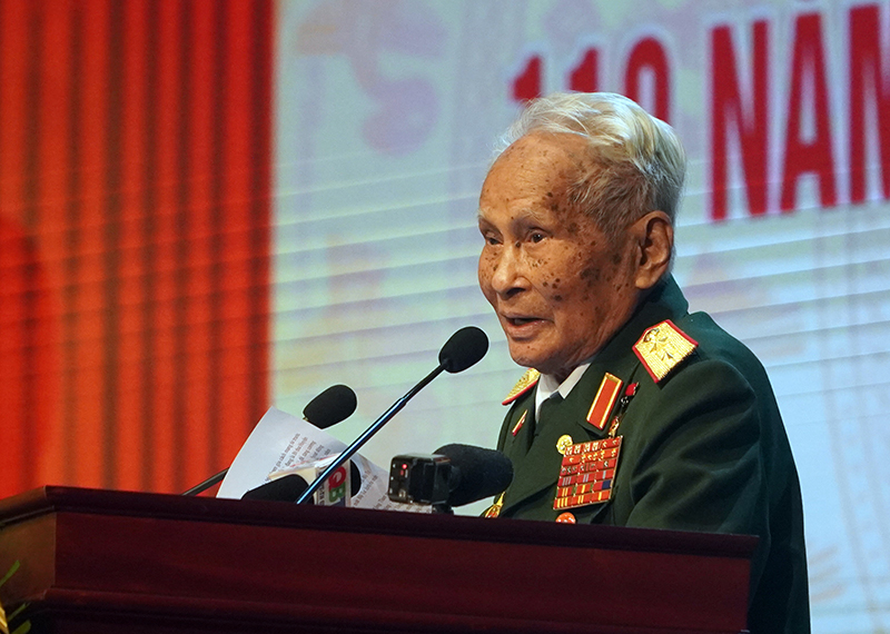 Trung tướng, Anh hùng lực lượng vũ trang nhân dân Nguyễn Quốc Thước phát biểu tại lễ kỷ niệm