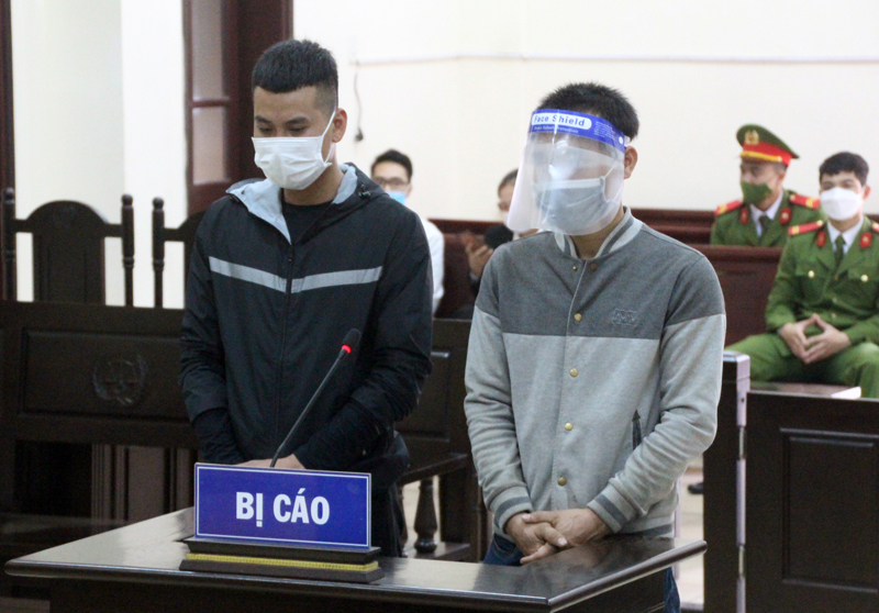 Các bị cáo tại phiên tòa sơ thẩm