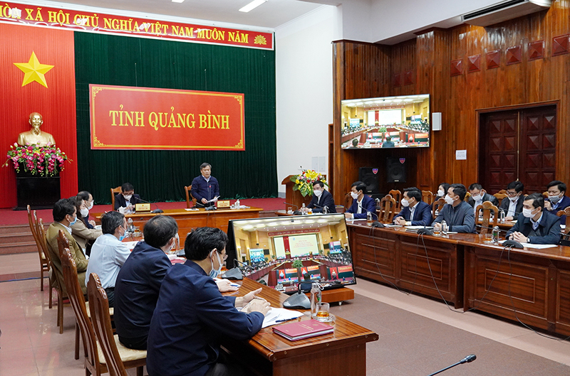 Quang cảnh hội nghị tại điểm cầu tỉnh Quảng Bình.
