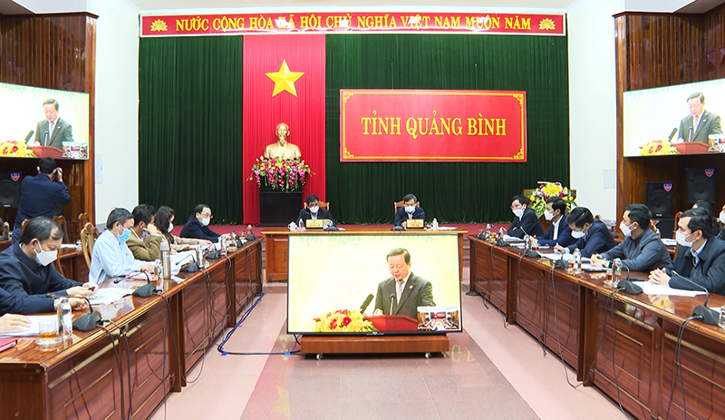 Các đại biểu dự hội nghị tại điểm cầu tỉnh Quảng Bình.