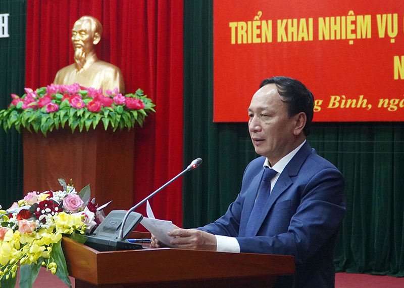 Đồng chí Phó Bí thư Thường trực Tỉnh ủy Trần Hải Châu phát biểu chỉ đạo tại hội nghị.
