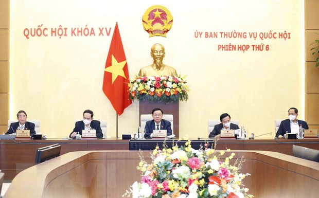 Chủ tịch Quốc hội Vương Đình Huệ chủ trì phiên họp thứ 6 của Ủy ban Thường vụ Quốc hội. (Ảnh: Doãn Tấn/TTXVN)