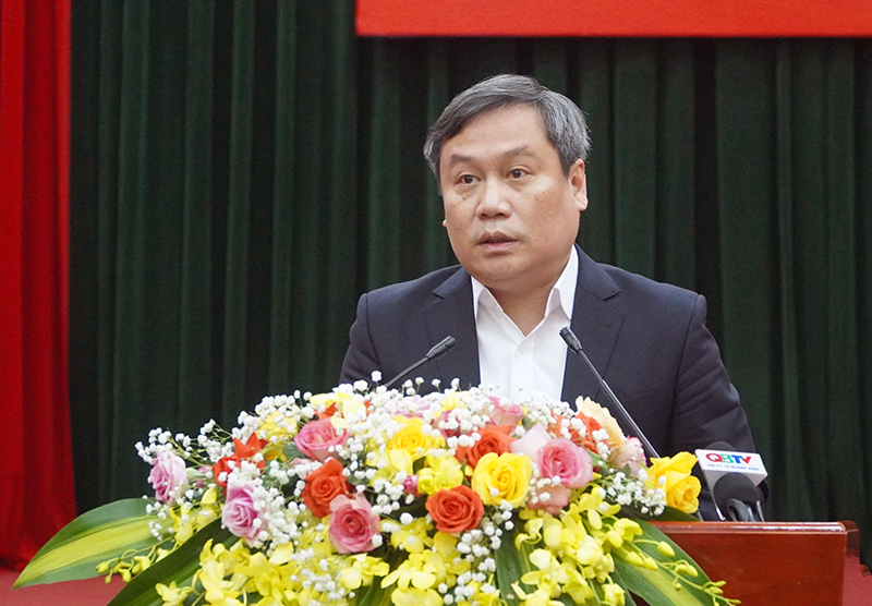 Đồng chí Bí thư Tỉnh ủy Vũ Đại Thắng phát biểu tại buổi gặp mặt