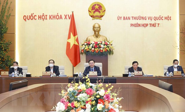 Phiên họp thứ 7 của Ủy ban Thường vụ Quốc hội Khóa XV. (Ảnh: TTXVN)