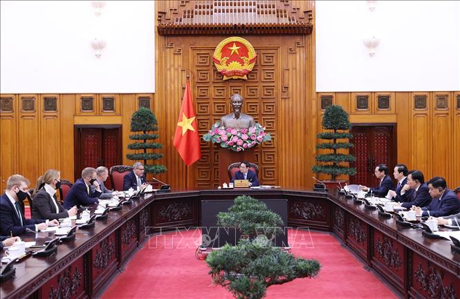  Thủ tướng Phạm Minh Chính tiếp Bộ trưởng, Chủ tịch Hội nghị Liên Hợp Quốc về Biến đổi khí hậu lần thứ 26. Ảnh: Dương Giang/TTXVN