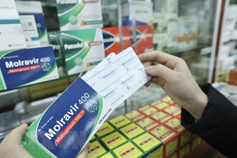 Thuốc điều trị COVID-19 chứa hoạt chất Monulpiravir. (Ảnh: Minh Quyết/TTXVN)