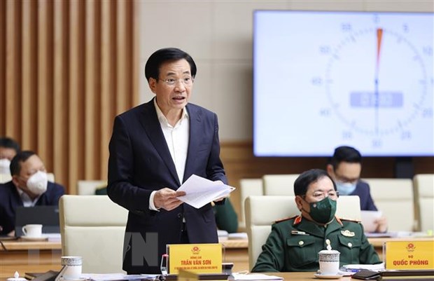 Bộ trưởng, Chủ nhiệm Văn phòng Chính phủ Trần Văn Sơn, Phó trưởng Ban Chỉ đạo cải cách thủ tục hành chính của Chính phủ phát biểu. (Ảnh: Dương Giang/TTXVN)