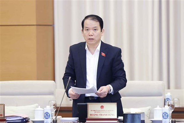Chủ nhiệm Ủy ban Pháp luật của Quốc hội Hoàng Thanh Tùng phát biểu. (Ảnh: Doãn Tấn/TTXVN)