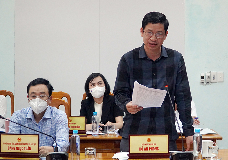 Đồng chí Phó Chủ tịch UBND tỉnh Hồ An Phong phát biểu tại buổi làm việc.