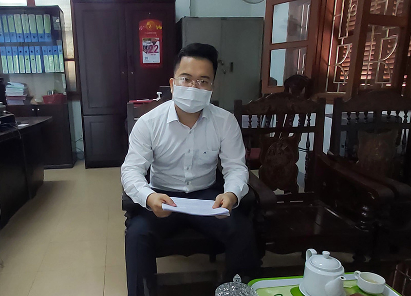 Đại diện Agribank-CN tỉnh Quảng Bình làm việc với phóng viên ngày 22/3/2022.