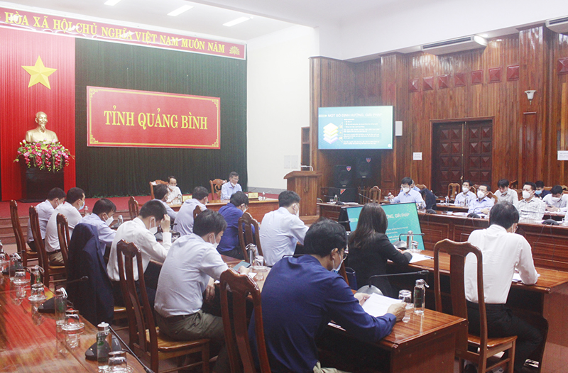 Toàn cảnh hội nghị tại điểm cầu tỉnh Quảng Bình.
