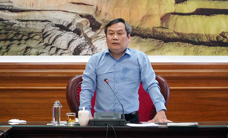 Đồng chí Bí thư Tỉnh ủy Vũ Đại Thắng phát biểu chỉ đạo tại buổi làm việc
