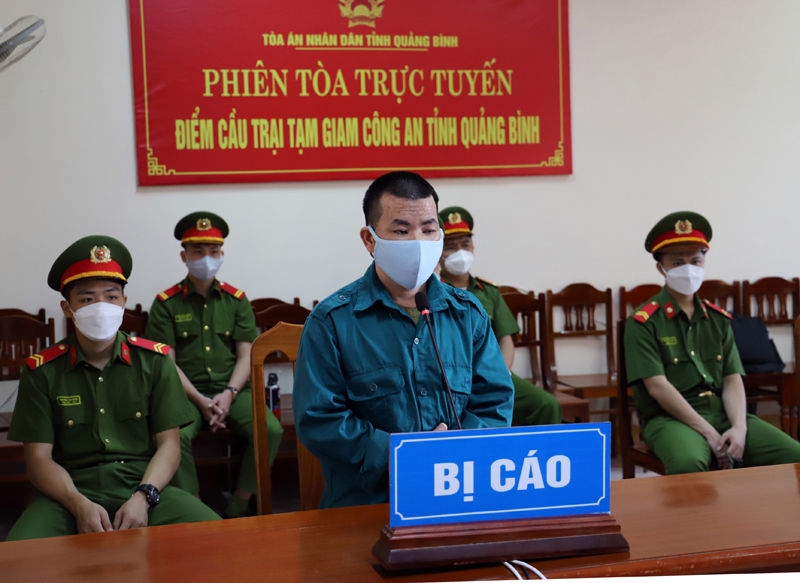 Bị cáo Ma Vàng tại điểm cầu Trại tạm giam Công an tỉnh