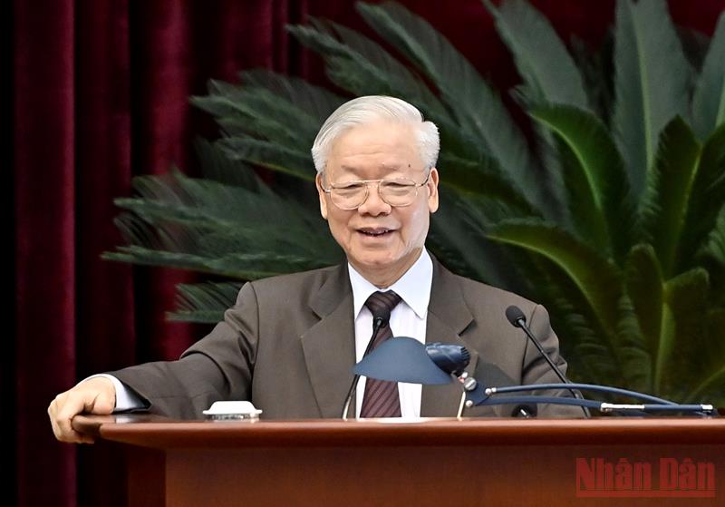 Tổng Bí thư Nguyễn Phú Trọng phát biểu chỉ đạo Hội nghị. (Ảnh: ĐĂNG KHOA)