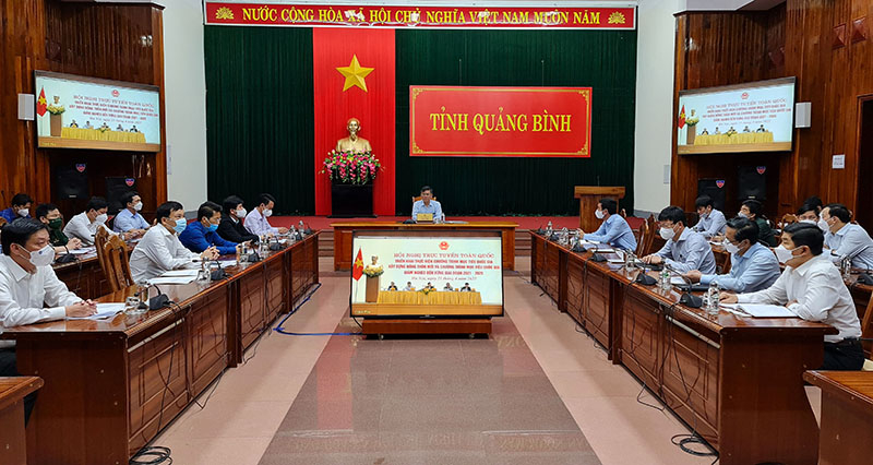 Các đại biểu dự hội nghị tại điểm cầu tỉnh Quảng Bình.