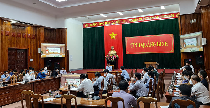 Quang cảnh hội nghị tại điểm cầu tỉnh Quảng Bình.