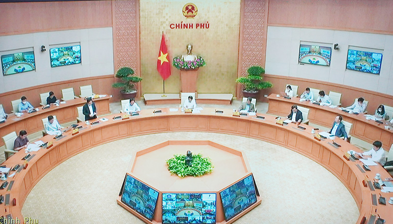 Quang cảnh hội nghị tại điểm cầu Chính phủ.