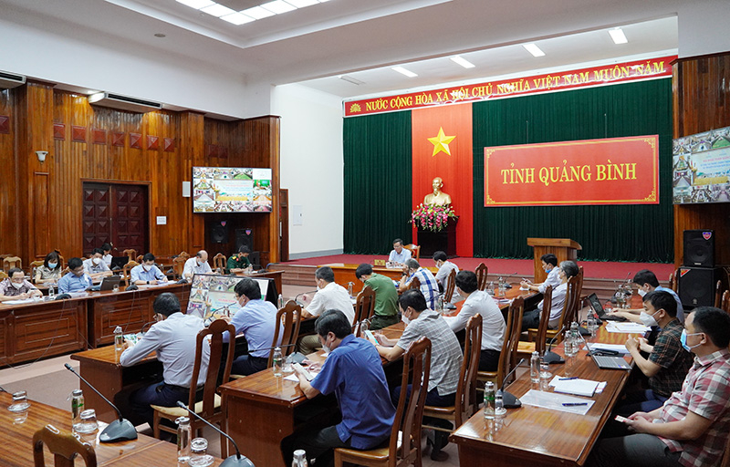 Quang cảnh hội nghị tại điểm cầu tỉnh Quảng Bình.