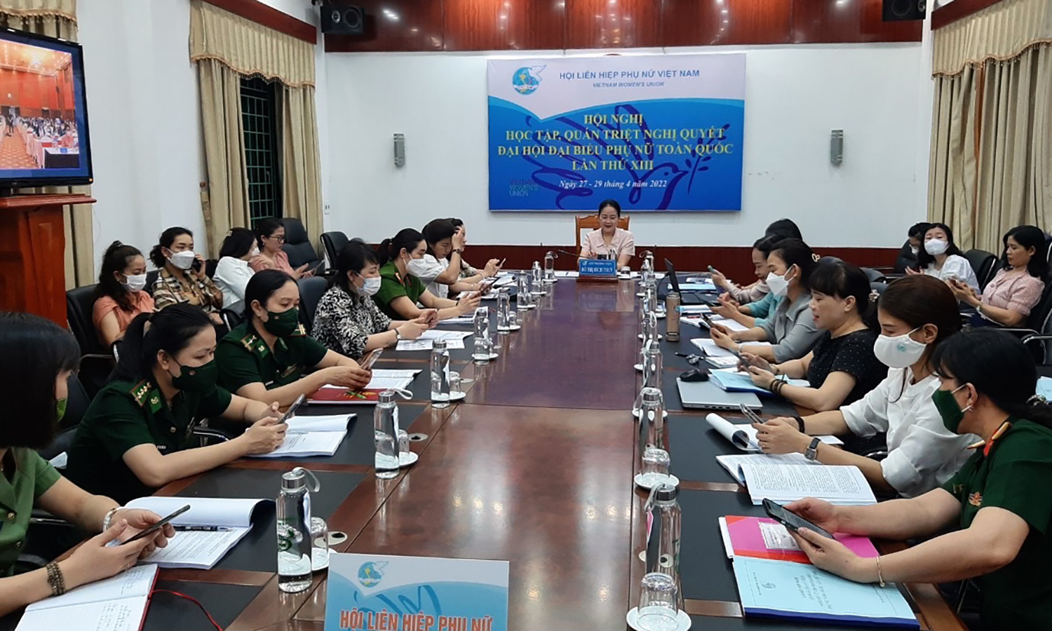 Quang cảnh hội nghị tại điểm cầu tỉnh Quảng Bình.