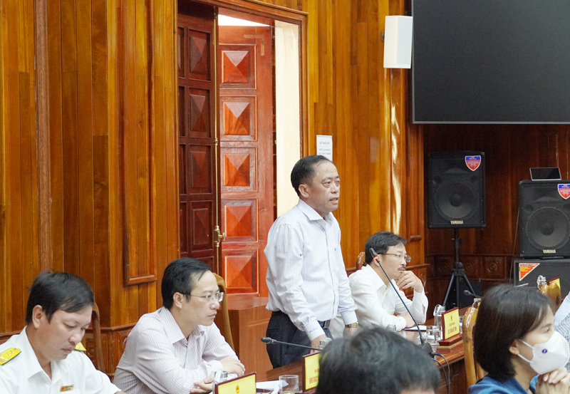 Lãnh đạo Cục Thống kê tỉnh phát biểu tại phiên họp.