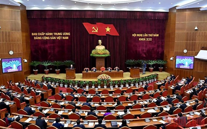   Quang cảnh Hội nghị lần thứ 5 Ban Chấp hành Trung ương Đảng Cộng sản Việt Nam khóa XIII. (Ảnh: ĐĂNG KHOA)