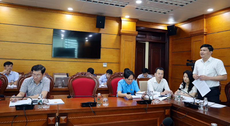 Đại biểu phát biểu tại buổi làm việc. 