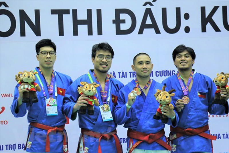 Đội tuyển kurash mang về cho đoàn Việt Nam 4 huy chương Vàng trong ngày 10/5. (Ảnh: PV/Vietnam+)