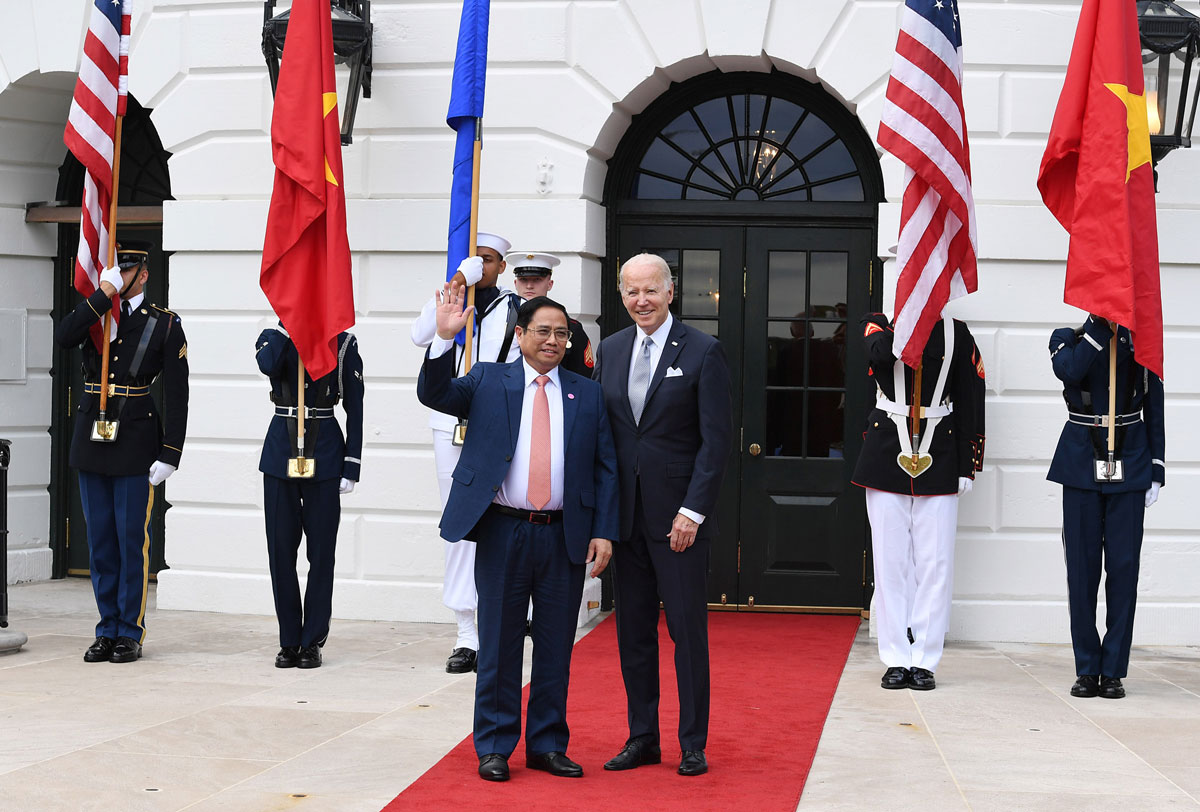   Thủ tướng Phạm Minh Chính và Tổng thống Hoa Kỳ Joe Biden. (Ảnh: DƯƠNG GIANG/TTXVN)