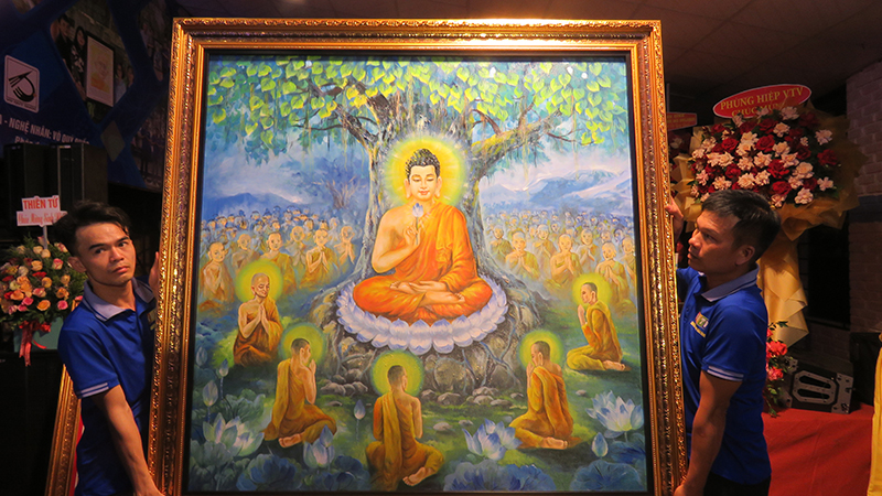 Phác thảo bức tranh “Niêm hoa vi tiếu - Giác ngộ” 
