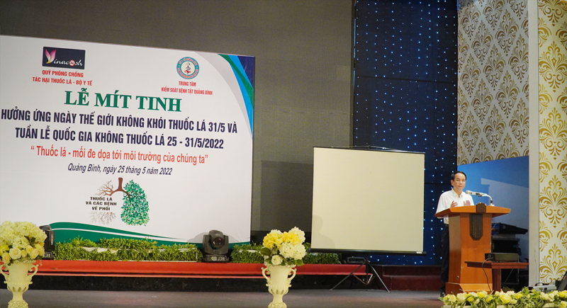 Đồng chí Phó Chủ tịch UBND tỉnh, Phan Mạnh Hùng tuyên bố Hưởng ứng Ngày Thế giới không khói thuốc lá và Tuần lễ quốc gia không khói thuốc năm 2022.