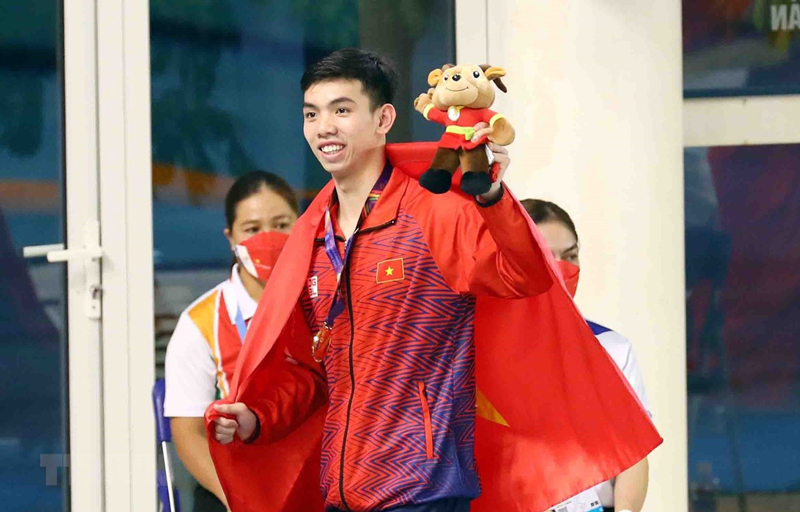 Kinh ngư Nguyễn Huy Hoàng - niềm hy vọng tại ASIAD và Olympic - cho thấy phong độ cao tại SEA Games 31. (Ảnh: Phạm Kiên/TTXVN)