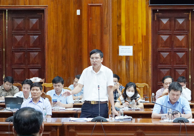 Lãnh đạo Sở Tài nguyên và Môi trường phát biểu tại cuộc họp.