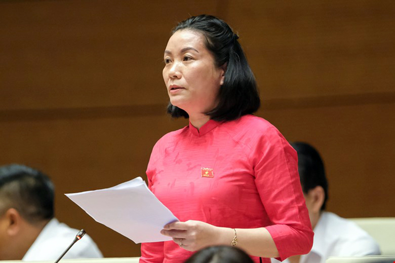 Đại biểu Nguyễn Minh Tâm thảo luận tại hội trường về Luật Thi đua khen thưởng (sửa đổi)