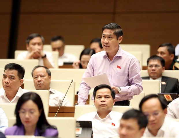 Đại biểu Phan Thái Bình (Đoàng Quảng Nam) phát biểu tại hội trường. (Ảnh: An Đăng/TTXVN)