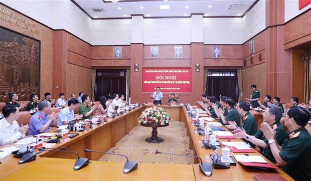 Ban Chỉ đạo Trung ương về phòng, chống tham nhũng, tiêu cực làm việc với Quân uỷ Trung ương, sáng 3/6/2022. (Ảnh: Phương Hoa/TTXVN)