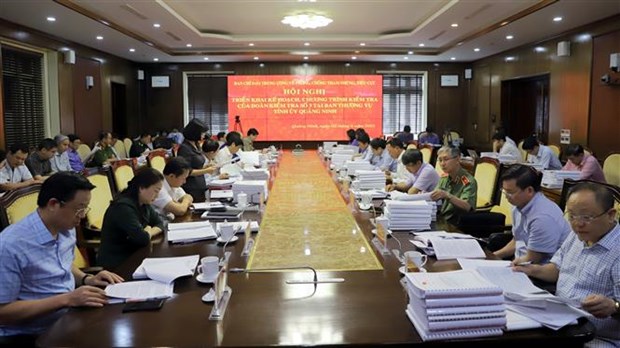 Đoàn công tác số 3 của Ban chỉ đạo Trung ương về phòng chống tham nhũng, tiêu cực làm việc tại Quảng Ninh, ngày 2/6/2022. (Ảnh: Đức Hiếu/TTXVN)
