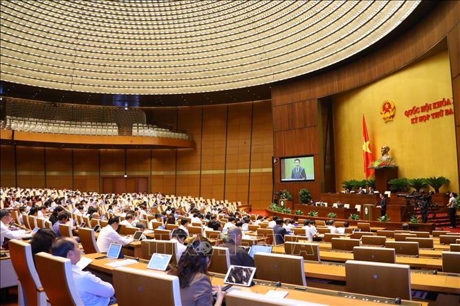 Sáng 3/6/2022, Quốc hội họp phiên toàn thể tại hội trường. Ảnh: Văn Điệp/TTXVN