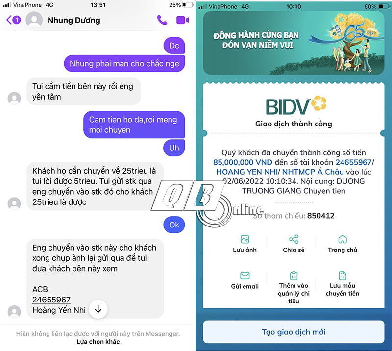 Đoạn hội thoại qua lại giữa đối tượng xấu  