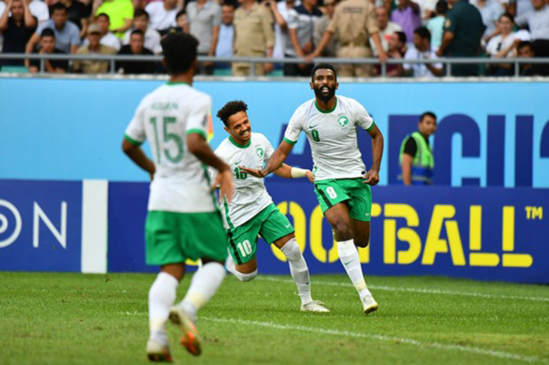 Niềm vui của cầu thủ Saudi Arabia sau bàn mở tỷ số của Ahmed Mazen Alghamdi. (Nguồn: AFC)