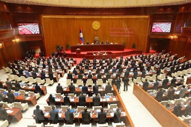 Toàn cảnh Kỳ họp thứ 3 ,Quốc hội Lào khóa IX. (Ảnh: Phạm Kiên/TTXVN)