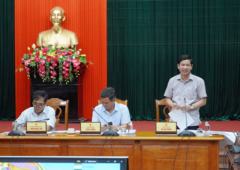 Đồng chí Phó Chủ tịch UBND tỉnh Hồ An Phong phát biểu tại hội nghị.