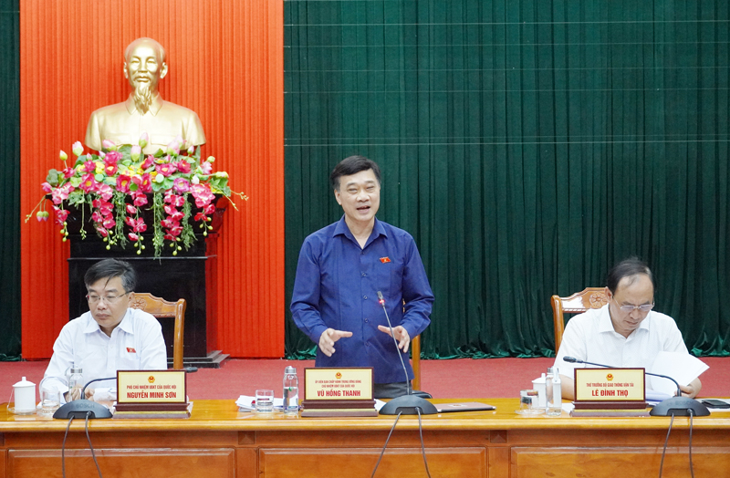 Đồng chí Phó Chủ nhiệm Ủy ban Kinh tế của Quốc hội Nguyễn Minh Sơn phát biểu tại buỗi làm việc.