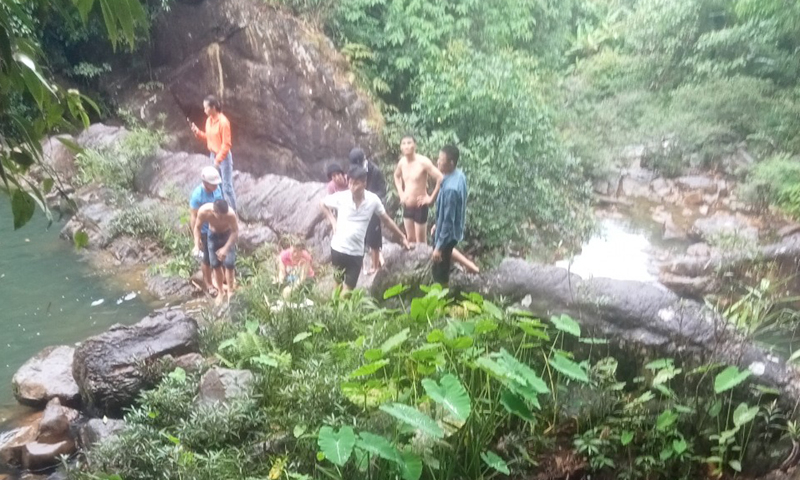  Suối Chà Nòi ở xã Xuân Trạch (Bố Trạch), nơi em N.H.B.Q bị đuối nước tử vong.