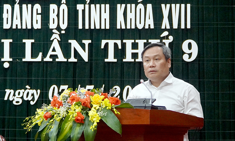 Đồng chí Bí thư Tỉnh ủy Vũ Đại Thắng phát biểu kết luận hội nghị