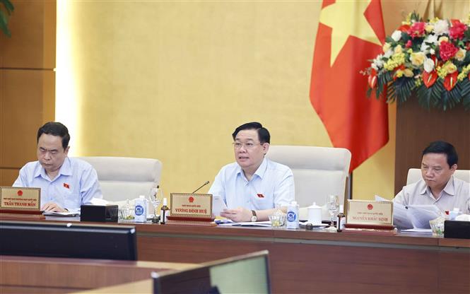 Ủy ban Thường vụ Quốc hội tổng kết kỳ họp thứ 3 và cho ý kiến bước đầu về việc chuẩn bị kỳ họp thứ 4, Quốc hội khóa XV. Ảnh: Doãn Tấn/TTXVN.