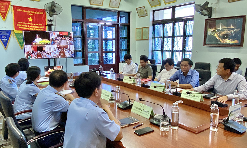 Quang cảnh hội nghị tại điểm cầu tỉnh Quảng Bình.